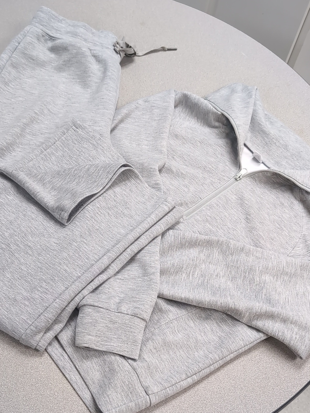 Women’s Light Gray Half-Zip Hoodie and Jogger Set